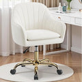 Vanity Chair with Wheels, Adjustable Swivel Desk Chair, Velvet Home Office Makeup Chair