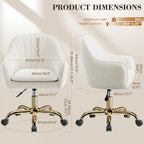 Vanity Chair with Wheels, Adjustable Swivel Desk Chair, Velvet Home Office Makeup Chair