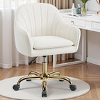 Vanity Chair with Wheels, Adjustable Swivel Desk Chair, Velvet Home Office Makeup Chair