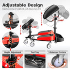 Kneeling Sitting Creeper with Chest Support, Rolling Knee Pads with Adjustable Seat & Tool Tray, 3-Inch Multi-Terrain Casters & Anti-Flip Protection for Tile Flooring, Auto Repair & Gardening