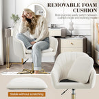 Vanity Chair with Wheels, Adjustable Swivel Desk Chair, Velvet Home Office Makeup Chair