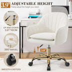 Vanity Chair with Wheels, Adjustable Swivel Desk Chair, Velvet Home Office Makeup Chair