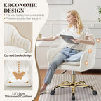 Vanity Chair with Wheels, Adjustable Swivel Desk Chair, Velvet Home Office Makeup Chair
