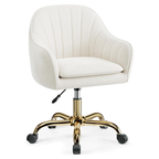 Vanity Chair with Wheels, Adjustable Swivel Desk Chair, Velvet Home Office Makeup Chair