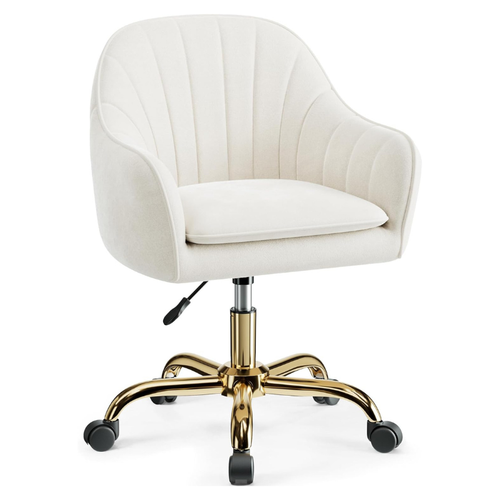 Vanity Chair with Wheels, Adjustable Swivel Desk Chair, Velvet Home Office Makeup Chair